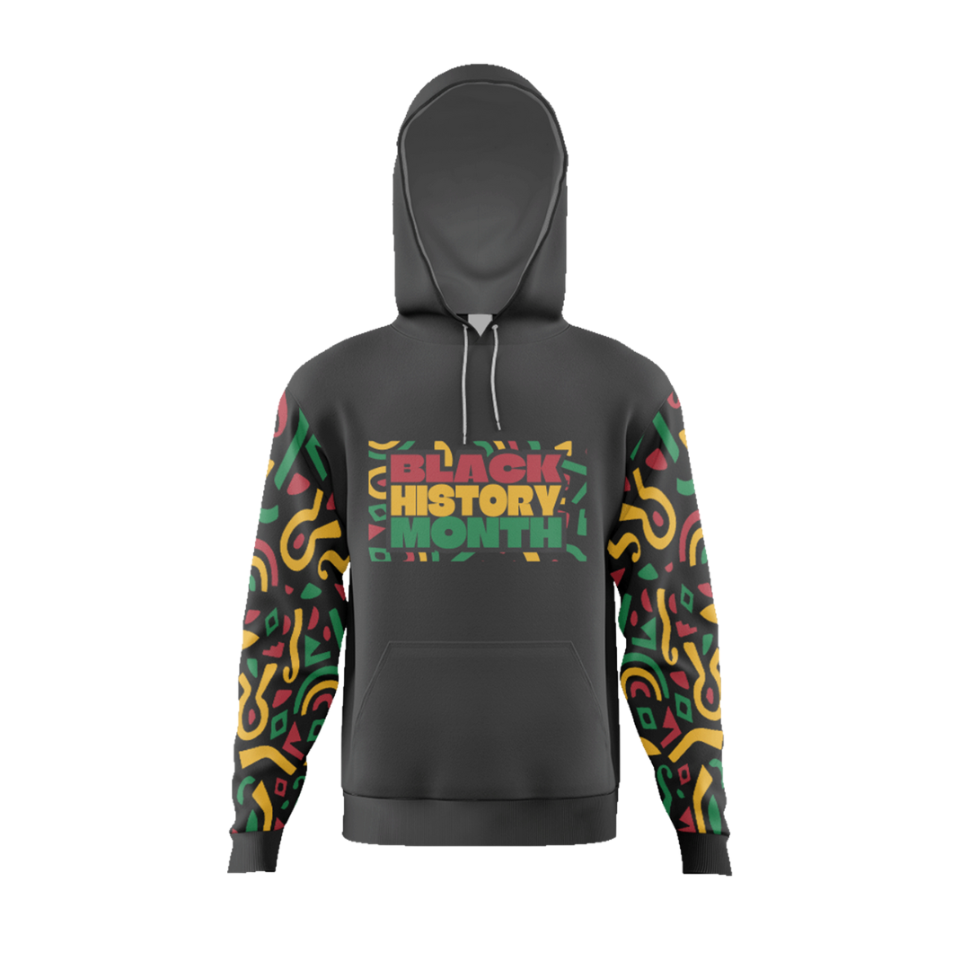 Front view of the Black History Bowling Premium Hoodie featuring a unique African American heritage design.