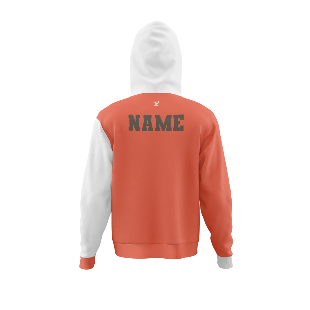 Back view of Radiant Pulse Bowling Premium Hoodie highlighting unique pattern.