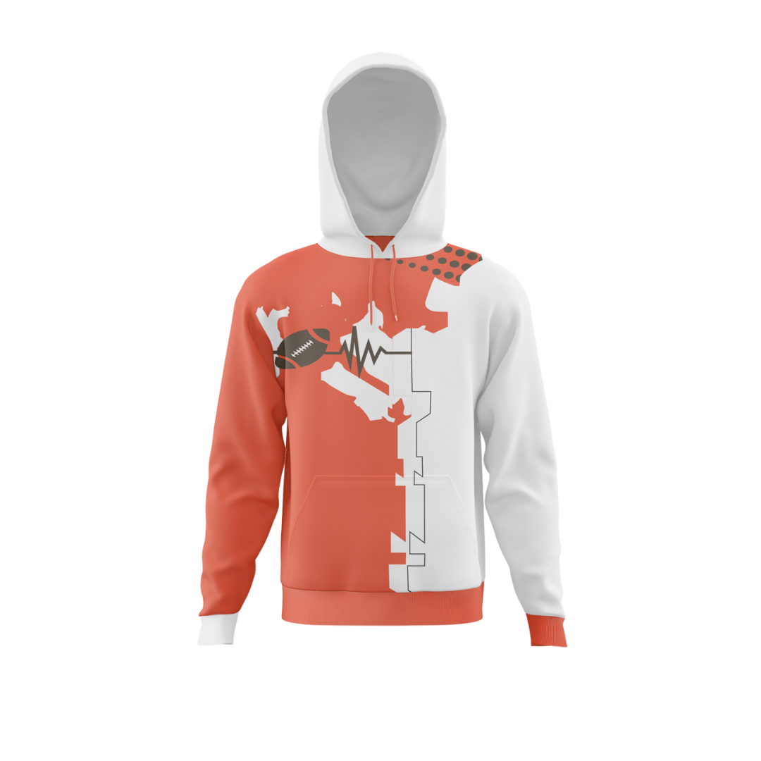 Front view of Radiant Pulse Bowling Premium Hoodie showcasing vibrant design.