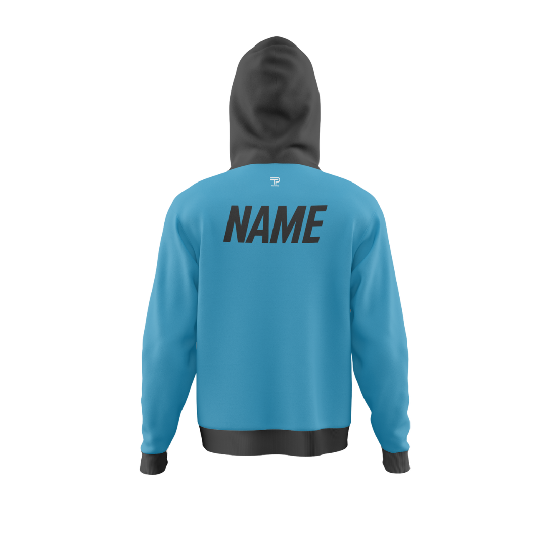 Close-up of the Steel Claws 3 graphic on the premium bowling hoodie.