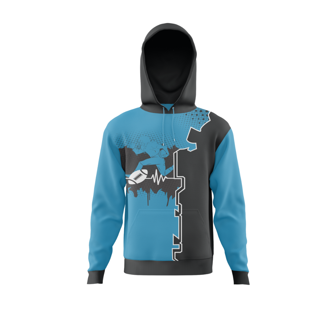 Front view of the Steel Claws 3 Premium Bowling Hoodie showcasing its unique design.