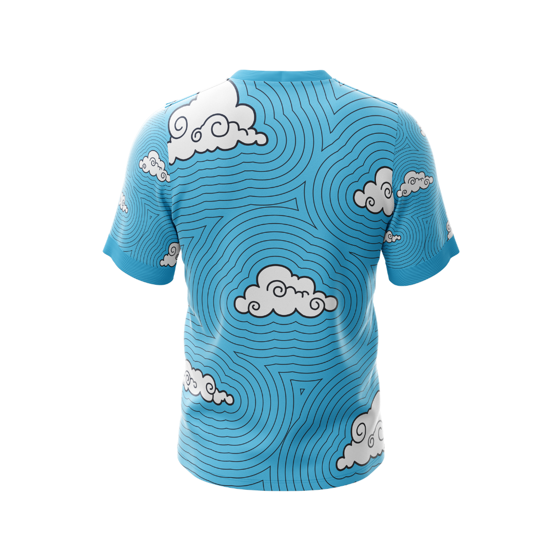 Close-up of Clouds Premium Jersey, showcasing breathable fabric.