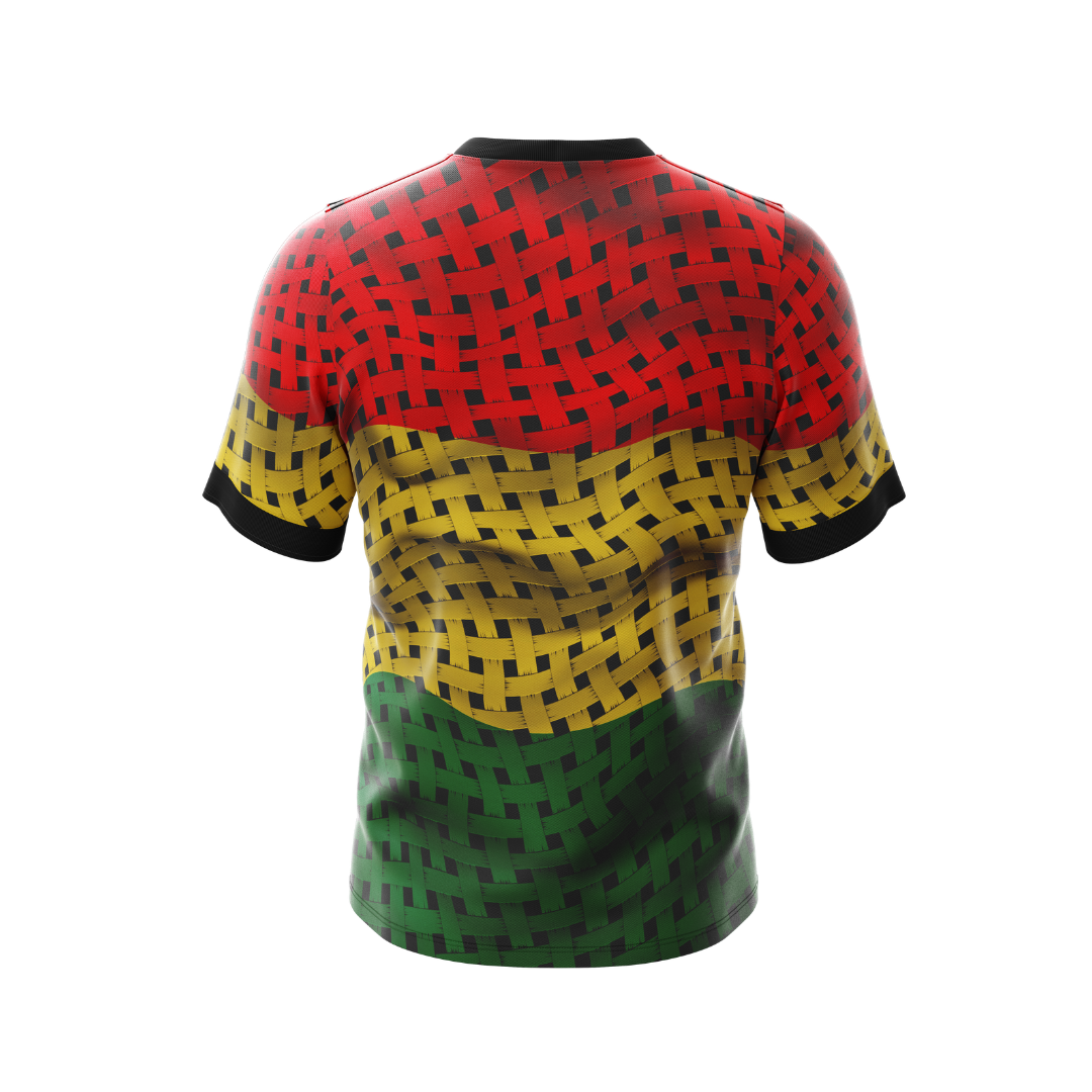 Close-up of Black History Month Jersey, highlighting breathable fabric.