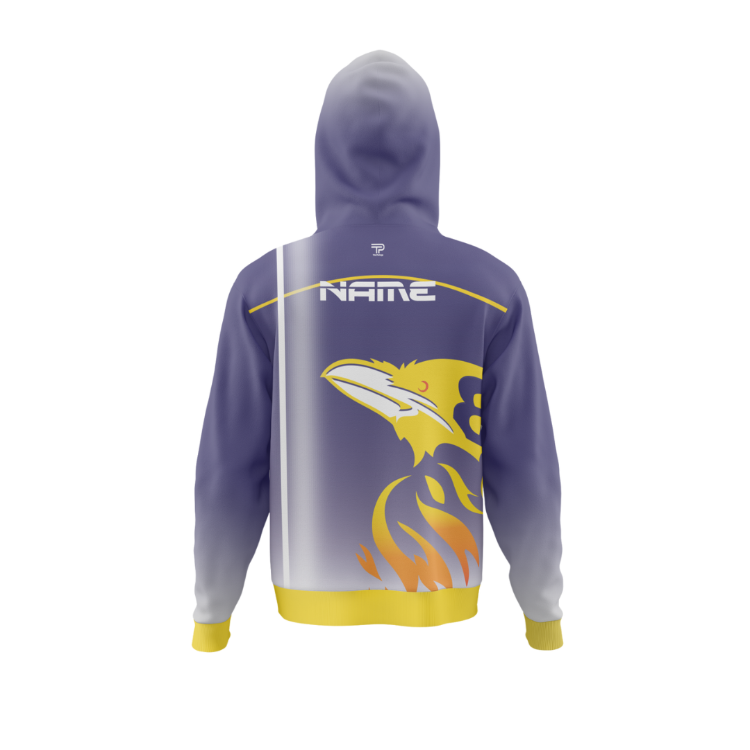 Back design of Twilight Crest Premium Bowling Hoodie showcasing unique Twilight Crest emblem