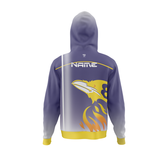 Back design of Twilight Crest Premium Bowling Hoodie showcasing unique Twilight Crest emblem