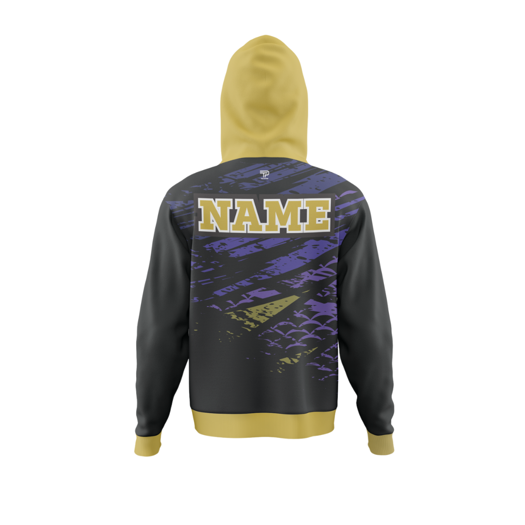 Back view of Dark Plume Bowling Premium Hoodie highlighting comfort fit.