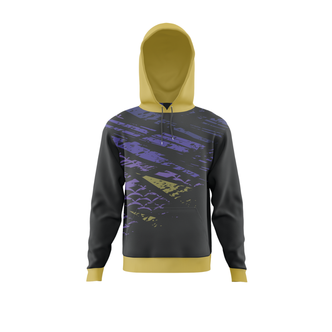 Front view of Dark Plume Bowling Premium Hoodie showcasing unique design.