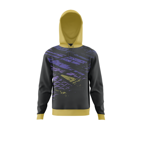 Front view of Dark Plume Bowling Premium Hoodie showcasing unique design.