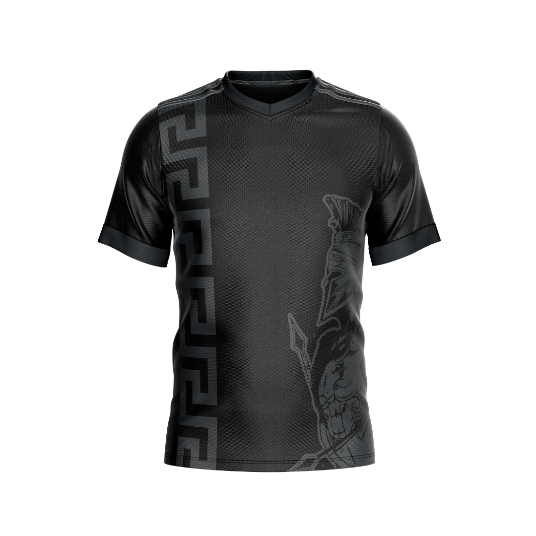 Black Spartan Premium Jersey with a bold, warrior-inspired design.