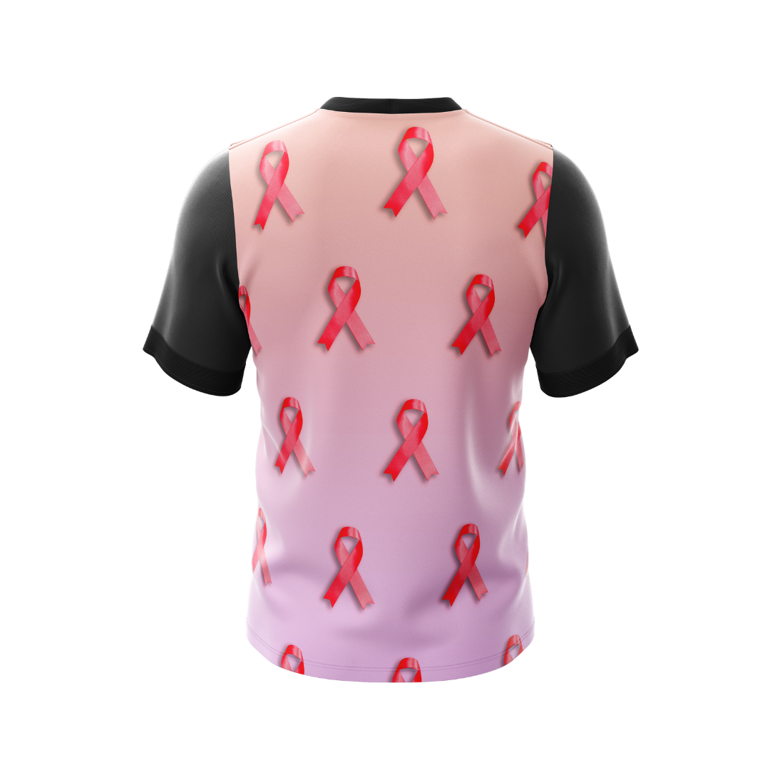 Close-up of Breast Cancer Awareness Month Jersey highlighting the fabric and design.