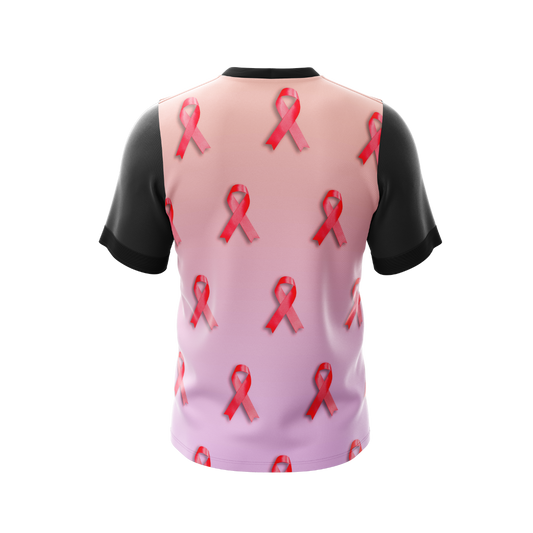 Close-up of Breast Cancer Awareness Month Jersey highlighting the fabric and design.