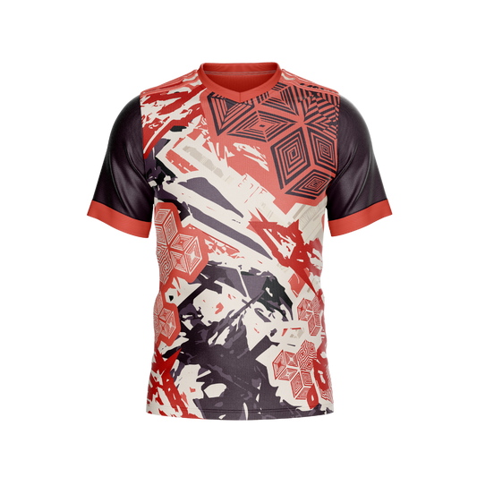 Cubic Orange Premium Jersey with vibrant cubic pattern.