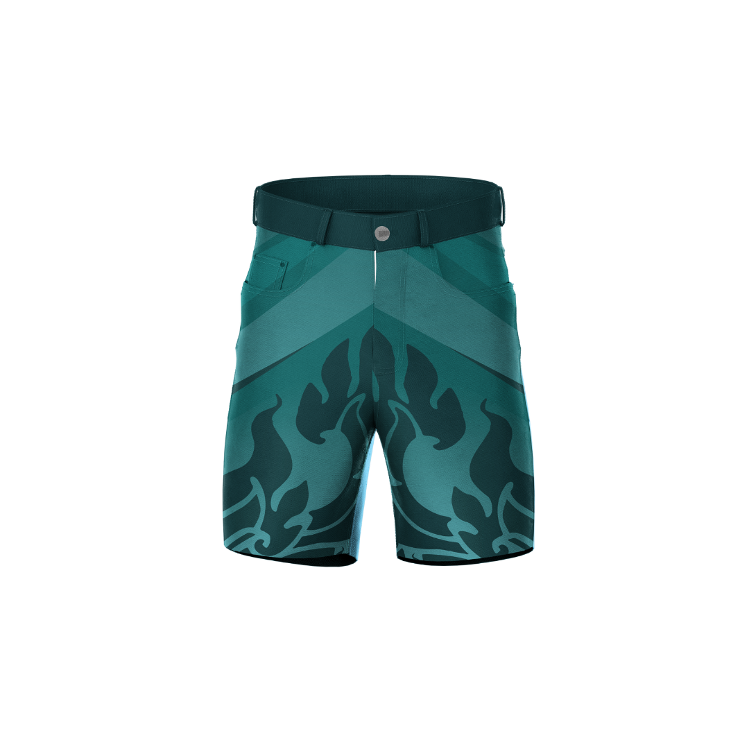 Green Flames Premium Shorts featuring a bold green flame design.