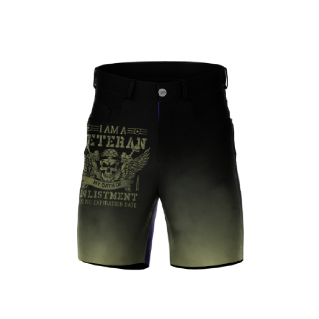I Am a Veteran Bowling Shorts with breathable, lightweight fabric and a patriotic design