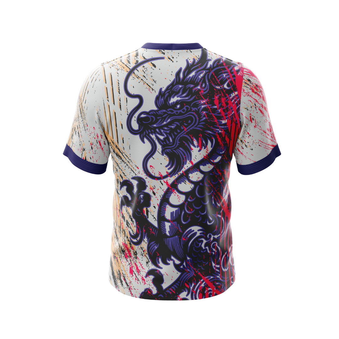 Close-up of Majestic Dragon Premium Jersey's intricate dragon motif