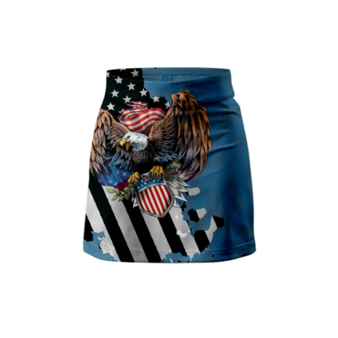 Military Blue Eagle Bowling Skort featuring moisture-wicking fabric and built-in shorts