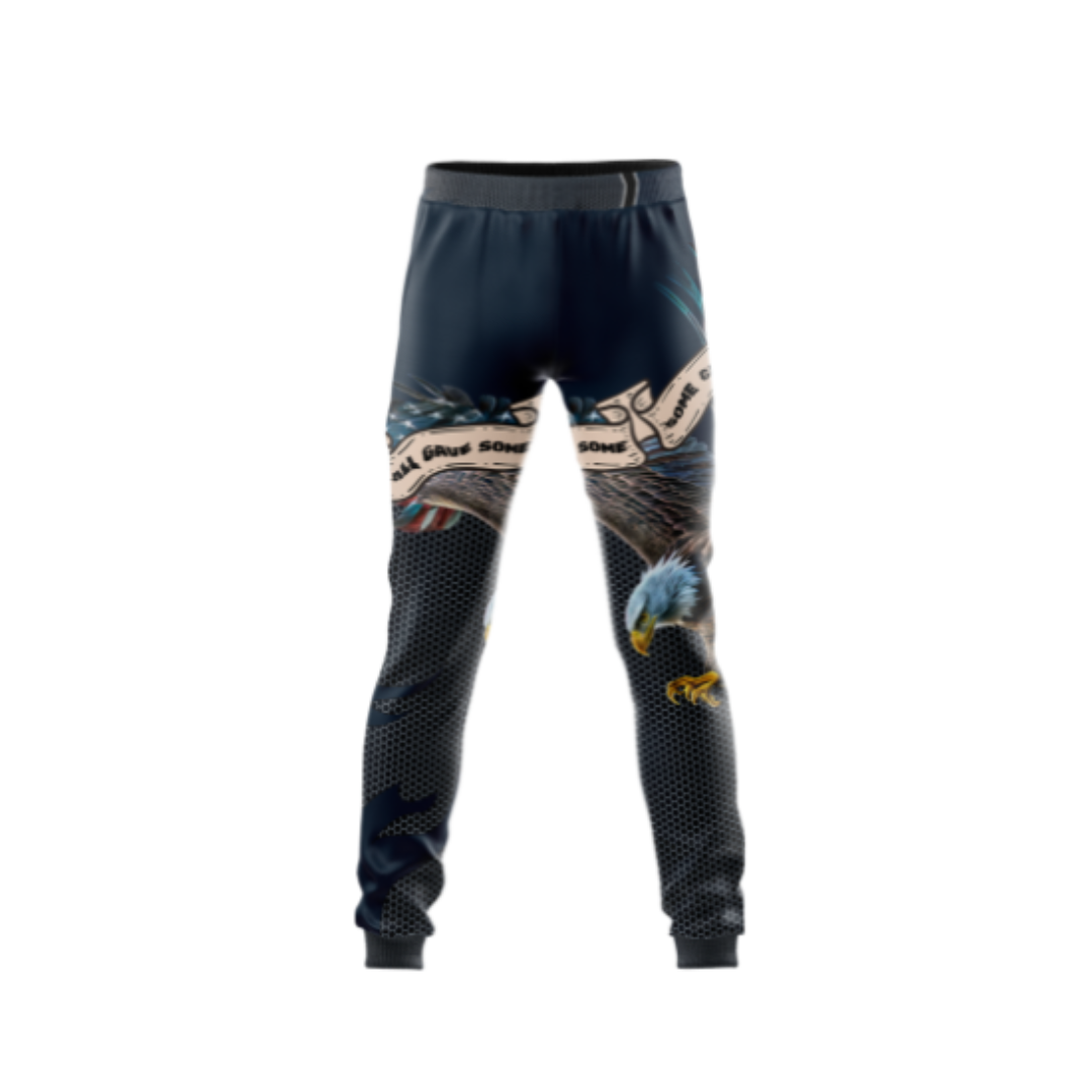 Military Indigo Eagle Bowling Pants with a bold eagle design and performance fit.