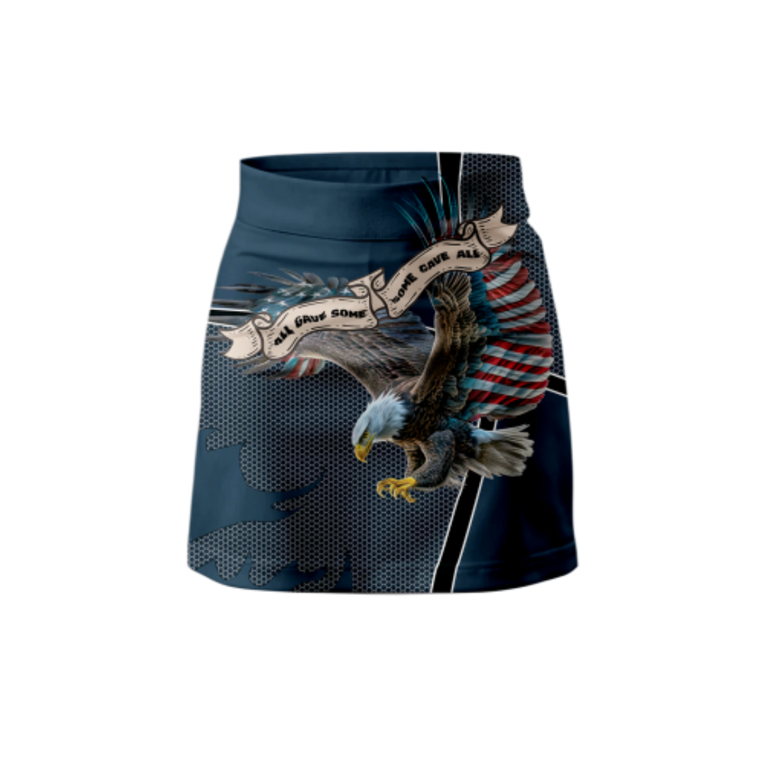 Military Indigo Eagle Bowling Skort with built-in shorts and moisture-wicking fabric