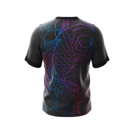Neon Koi Premium Jersey - Side view showing the full neon design