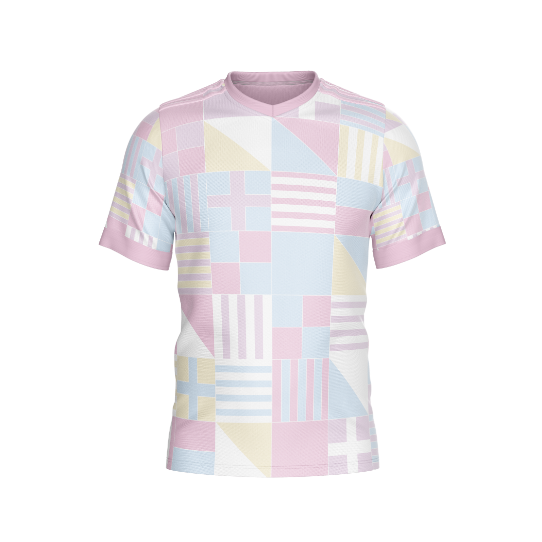 Pastel Lines Premium Jersey front view showcasing modern pastel design.