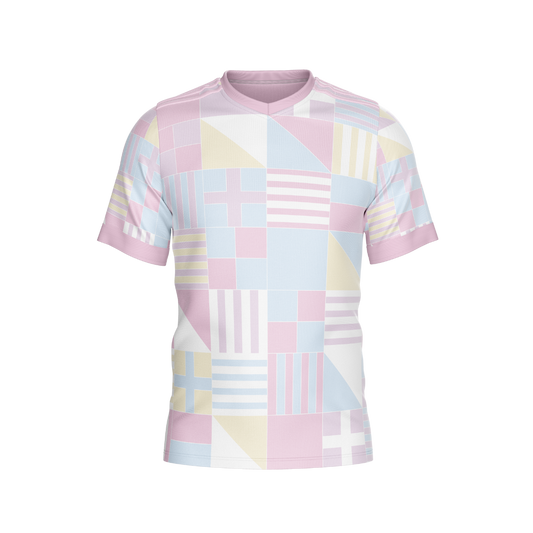 Pastel Lines Premium Jersey front view showcasing modern pastel design.