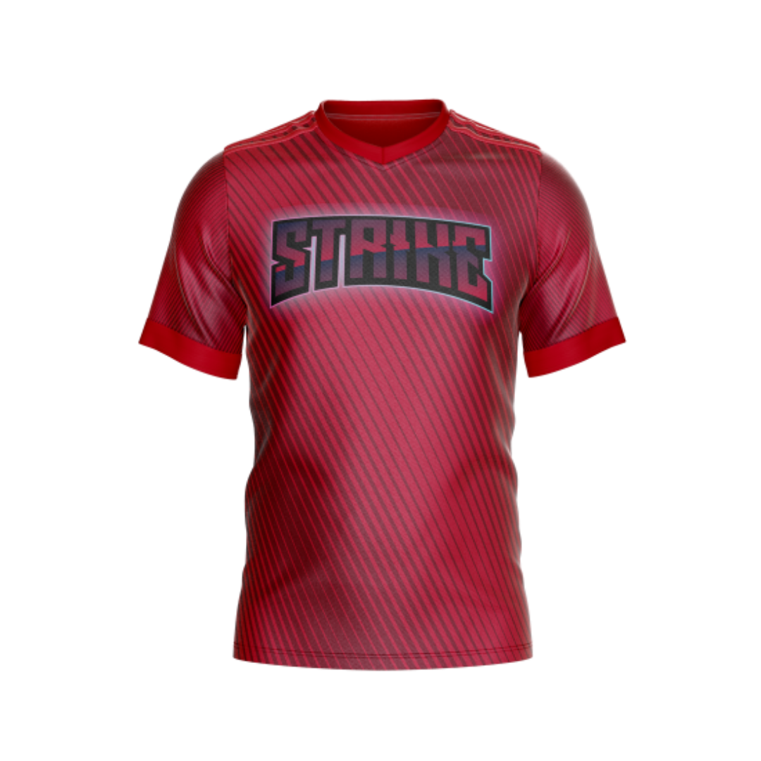 Front view of Men's Premium Red Striped Jersey - SEE RED STRIPES F
