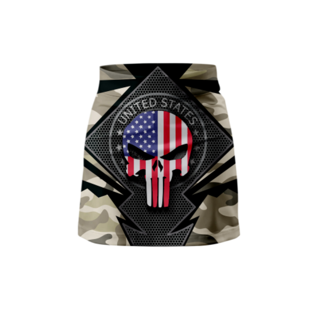 The Skull Military Skort – Performance bowling skort with built-in compression shorts