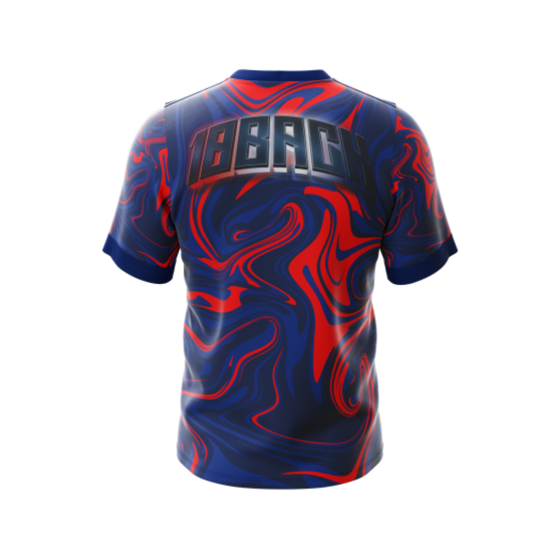 BLUE RED MARBLE B athletic jersey with marble design