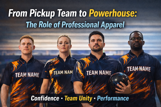 Bowling team in custom jerseys showing confidence and unity
