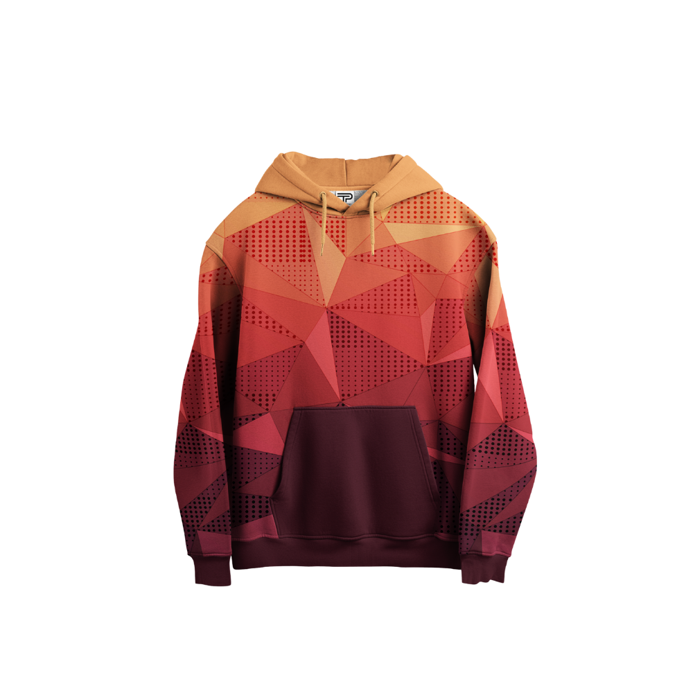Hoodie with geometric pattern on a white background