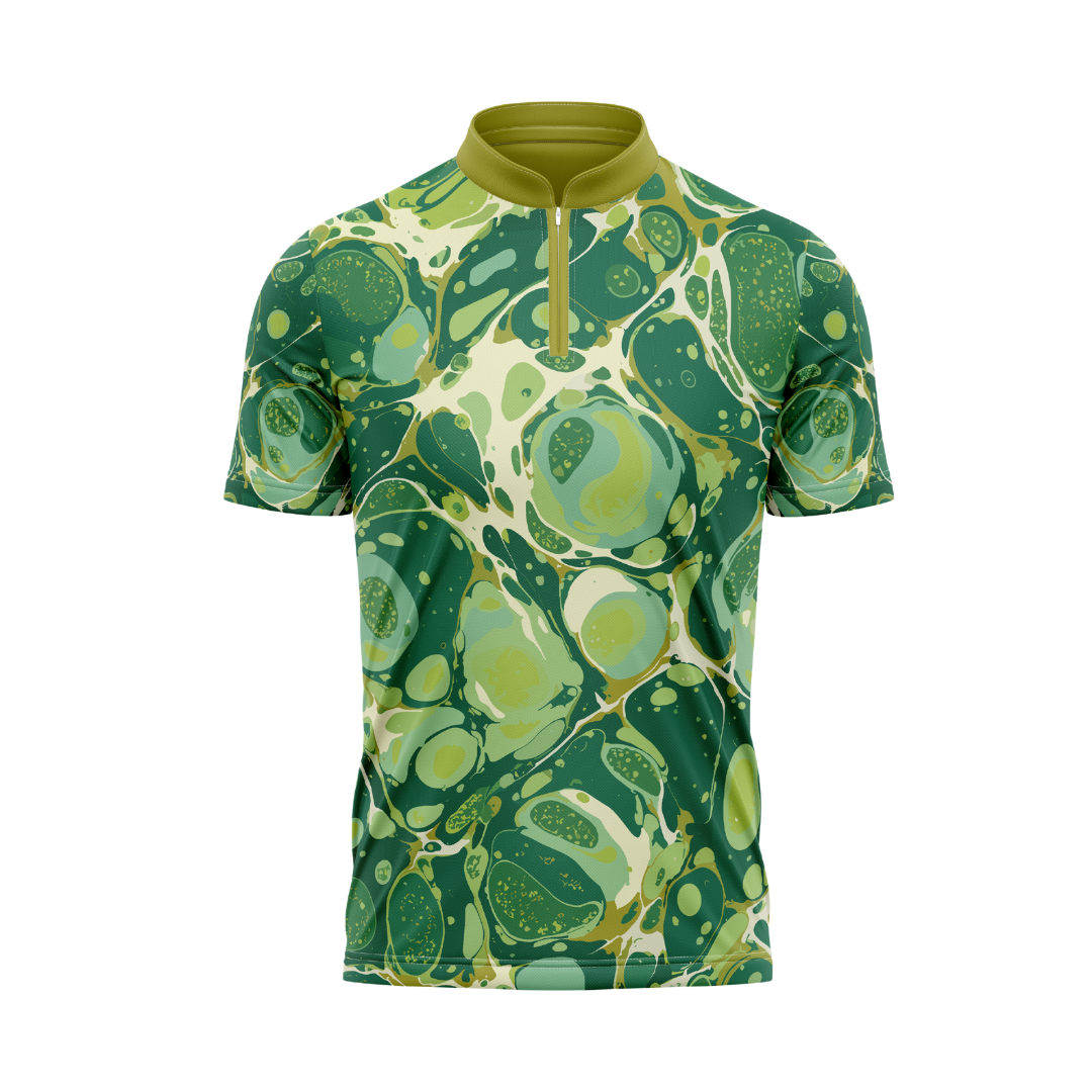 Green patterned shirt on a white background