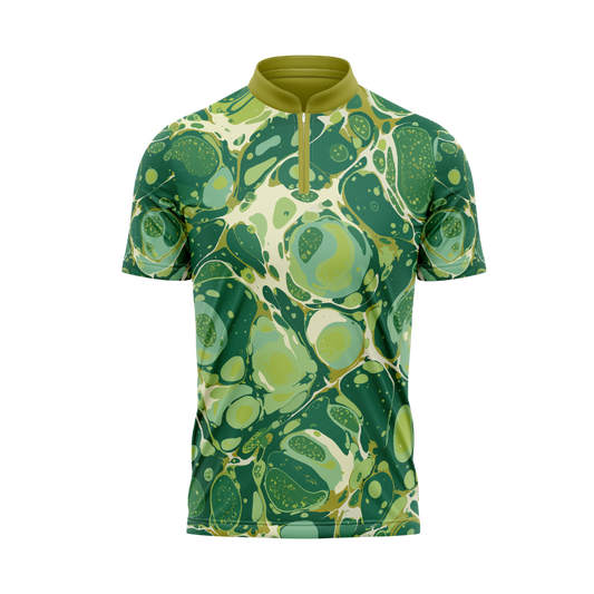 Green patterned shirt on a white background