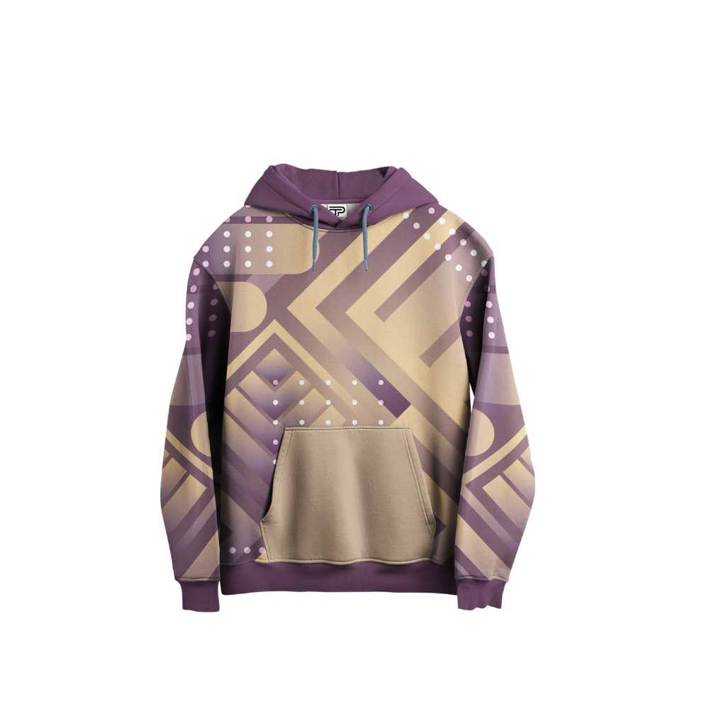 Hoodie with geometric pattern on a white background
