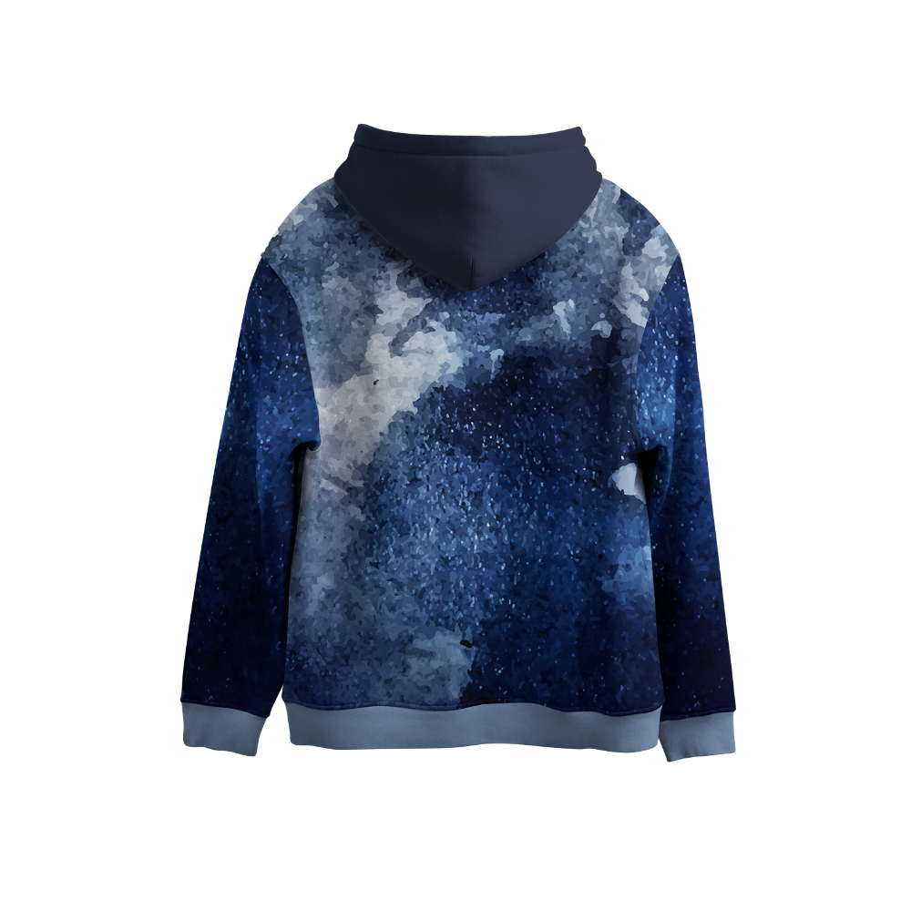 Sweatshirt with a galaxy pattern on a white background