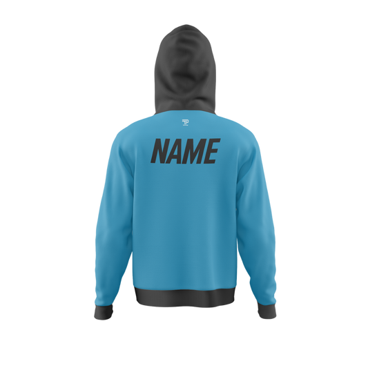 Close-up of the Steel Claws 3 graphic on the premium bowling hoodie.