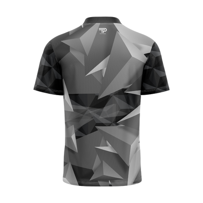 Geometric patterned shirt on a white background