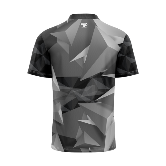 Geometric patterned shirt on a white background