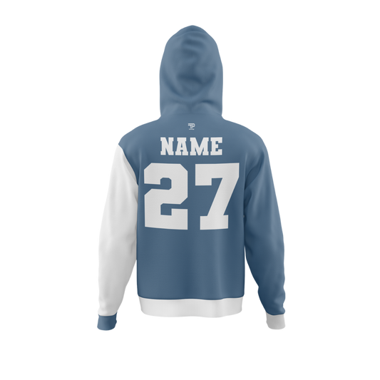 Back view of Bold Streak Bowling Premium Hoodie highlighting bold pattern.