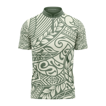 Green and white patterned shirt on a white background