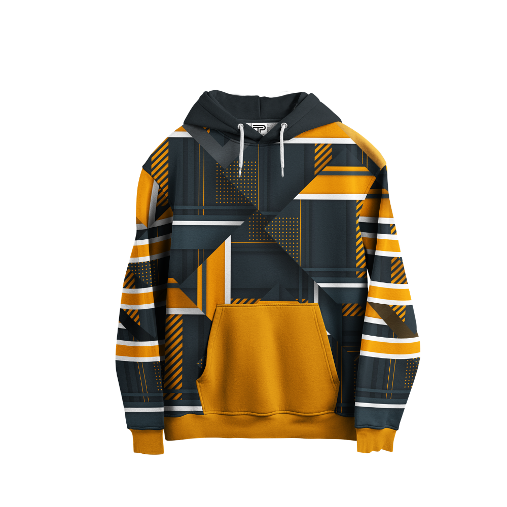 Hoodie with geometric pattern on a white background