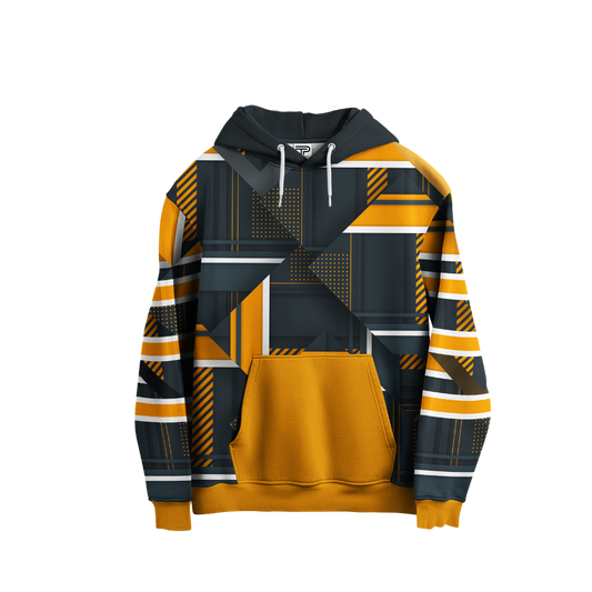 Hoodie with geometric pattern on a white background