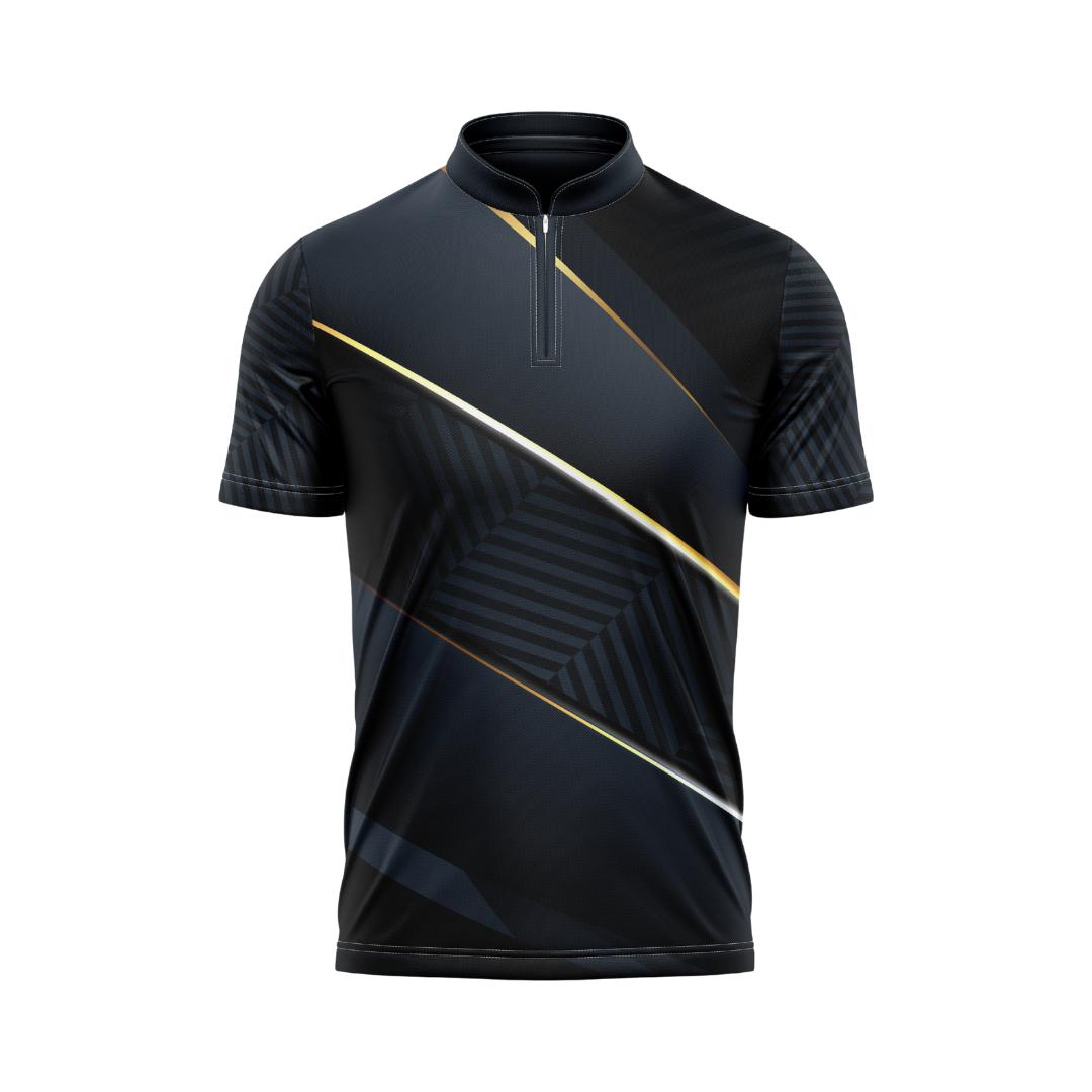 Black and gold sports jersey on a white background