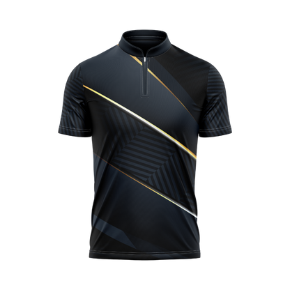 Black and gold sports jersey on a white background