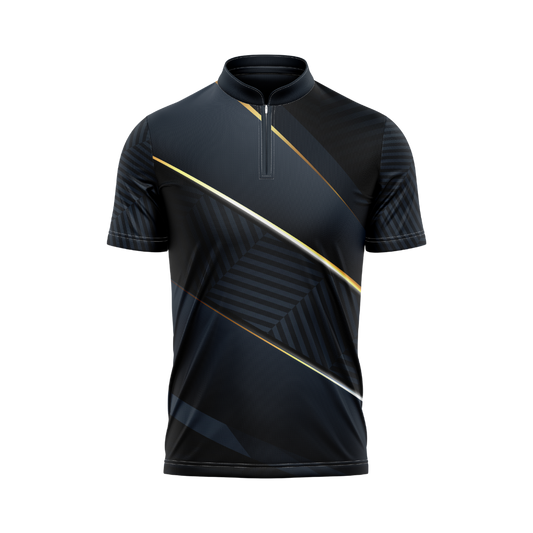 Black and gold sports jersey on a white background