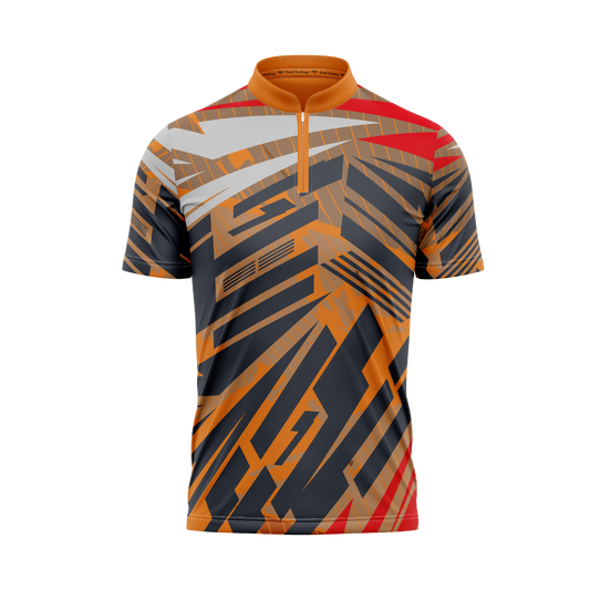 Short-sleeve sports jersey with geometric pattern on a white background