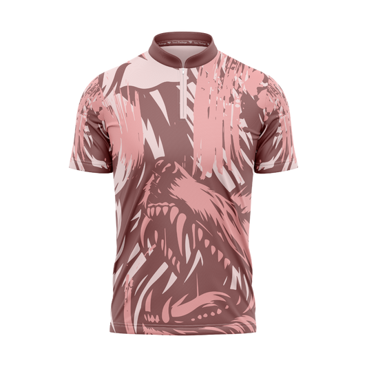 Pink and brown patterned shirt on a white background