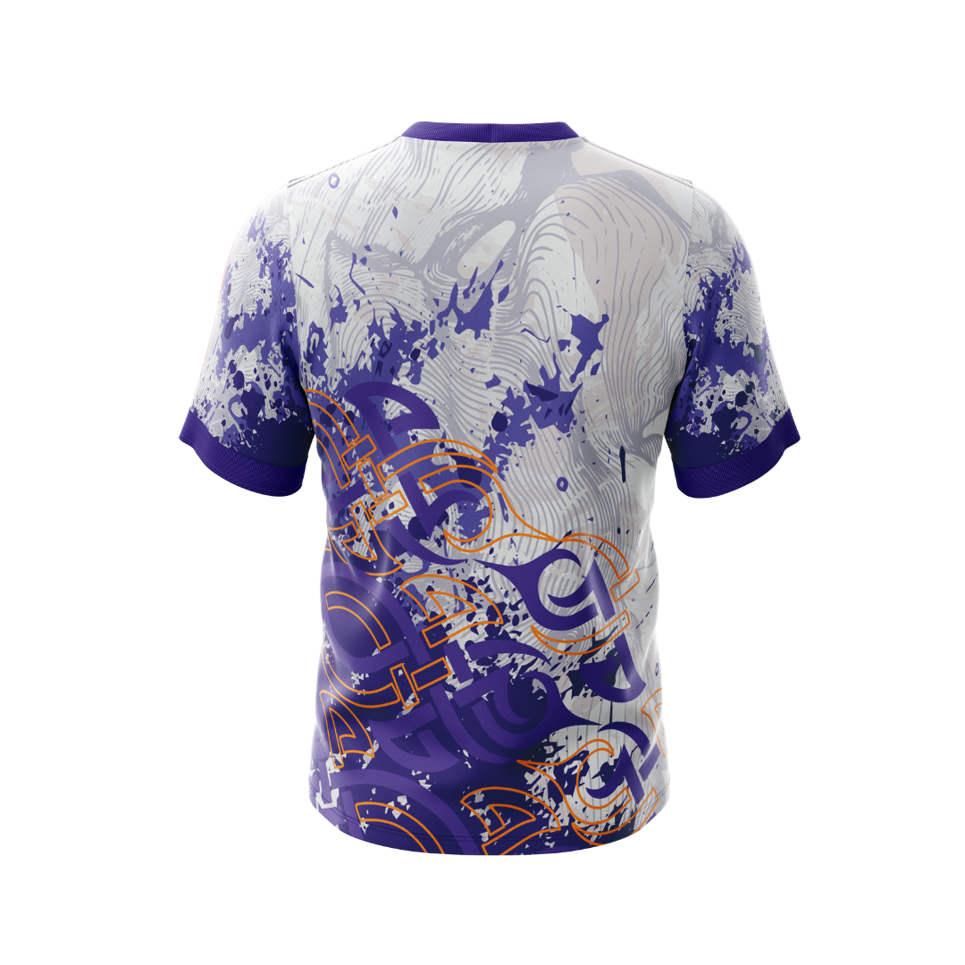 Back view of Men's Tattoo Tribal Premium Athletic Jersey showcasing breathable fabric