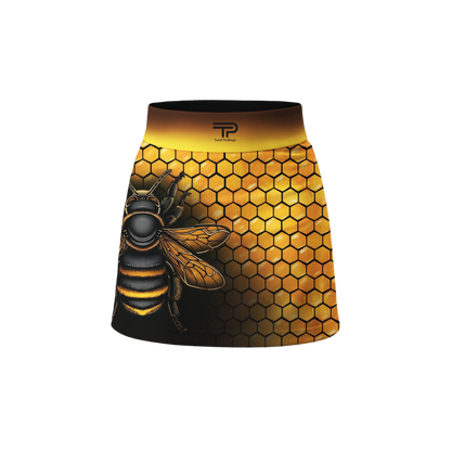 Skirt with bee and honeycomb pattern on a white background