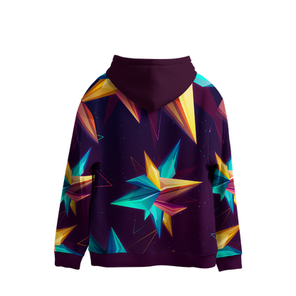Hoodie with geometric star pattern on a white background
