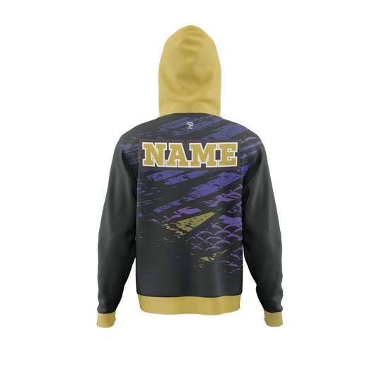 Back view of Dark Plume Bowling Premium Hoodie highlighting comfort fit.